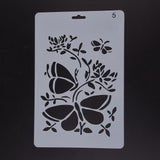 CRASPIRE Plastic Drawing Painting Stencils Templates, Rectangle, Butterfly Pattern, White, 25.5x17.4x0.04cm
