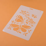 CRASPIRE Plastic Drawing Painting Stencils Templates, Rectangle, Butterfly Pattern, White, 25.5x17.4x0.04cm
