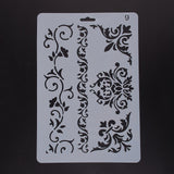 CRASPIRE Plastic Drawing Painting Stencils Templates, Rectangle, Flower Pattern, White, 25.5x17.4x0.04cm