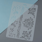 CRASPIRE Plastic Drawing Painting Stencils Templates, Rectangle, Flower Pattern, White, 25.5x17.4x0.04cm