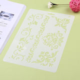 CRASPIRE Plastic Drawing Painting Stencils Templates, Rectangle, Flower Pattern, White, 25.5x17.4x0.04cm