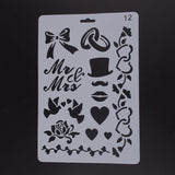 CRASPIRE Plastic Drawing Painting Stencils Templates, Rectangle, Bowknot Pattern, White, 25.5x17.4x0.04cm, 2pc/set