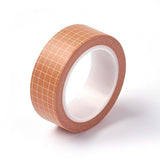 Craspire DIY Scrapbook Decorative Paper Tapes, Adhesive Tapes, Grid Pattern, Orange, 15mm, about 10m/roll