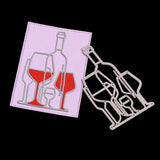 CRASPIRE Wine Glass Frame Carbon Steel Cutting Dies Stencils, for DIY Scrapbooking/Photo Album, Decorative Embossing DIY Paper Card, Matte Platinum, 9x5.6x0.08cm