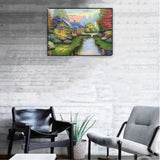 Craspire DIY Diamond Painting Kits For Kids, with Diamond Painting Cloth, Resin Rhinestones, Diamond Sticky Pen, Tray Plate and Glue Clay, Forest Cabin, Mixed Color, 30x25cm, 2Set/Pack