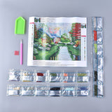 Craspire DIY Diamond Painting Kits For Kids, with Diamond Painting Cloth, Resin Rhinestones, Diamond Sticky Pen, Tray Plate and Glue Clay, Forest Cabin, Mixed Color, 30x25cm, 2Set/Pack