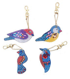 Craspire DIY Diamond Painting Keychain Kits, with Bird Shape Diamond Painting Mold, Rhinestone, Diamond Sticky Pen, Tray Plate and Glue Clay, Ball Chain Keychain and Swivel Clasp, Mixed Color, 86.5x39x2mm, Hole: 2.8mm, 2Set/Pack