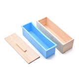 2 Set Rectangular Pine Wood Soap Molds Sets, with Silicone Mold, Wood Box and Cover, DIY Handmade Loaf Soap Mold Making Tool, Dodger Blue, 28x8.9x10.4cm, Inner Diameter: 7x25.9cm, 3pcs/set