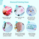 Craspire 5D DIY Diamond Painting Canvas Kits For Kids, with Resin Rhinestones, Diamond Sticky Pen, Tray Plate and Glue Clay, Woven Net/Web with Feather, Mixed Color, 36x26cm, 2Set/Pack
