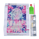 Craspire DIY Diamond Painting Canvas Kits For Kids, with Resin Rhinestones, Diamond Sticky Pen, Tray Plate and Glue Clay, Woven Net/Web with Feather, Mixed Color, 35.5x24.5cm, 2Set/Pack