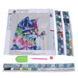 Craspire DIY Diamond Painting Canvas Kits For Kids, with Resin Rhinestones, Diamond Sticky Pen, Tray Plate and Glue Clay, Cat with Butterfly, Mixed Color, 40x40cm, 2Set/Pack