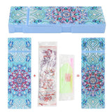 Craspire 5D DIY Diamond Painting Stickers Kits For ABS Pencil Case Making, with Resin Rhinestones, Diamond Sticky Pen, Tray Plate and Glue Clay, Rectangle with Flower Pattern, Mixed Color, 20.5x7x2.5cm, 2Set/Pack
