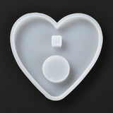 3PCS Heart DIY Candle Silicone Molds Making, for UV Resin, Epoxy Resin Jewelry Making, White, 12.4x12.5x1.5cm, Hole: 14mm, Inner Diameter: 3.6cm