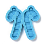 DIY Pendant Silicone Molds, for Earring Making, Resin Casting Molds, For UV Resin, Epoxy Resin Jewelry Making, Christmas Stick, Deep Sky Blue, 42x42x4mm, Hole: 2mm, Inner Diameter: 36x18mm