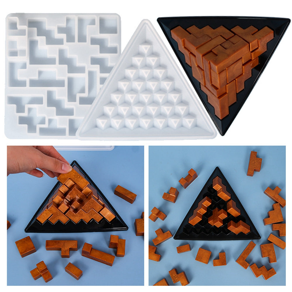 CRASPIRE Pyramid Puzzle Silicone Molds, Resin Casting Molds, for