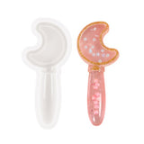 Moon Shape DIY Magic Stick Silicone Molds, Resin Casting Molds, for UV Resin & Epoxy Resin Craft Making, White, 120x59x12mm