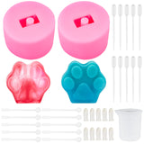 Footprint DIY Straw Topper Silicone Molds Decoration Kit, with Plastic Transfer Pipettes & Stirring Rod, Silicone Measuring Cup, Latex Finger Cots, Hot Pink, 58x41mm, Hole: 9mm, Inner Diameter: 14mm, 2pcs