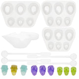 Skull Head Beads Bracelet Silicone Molds, Without Hole, Earrings, Pendant Necklace Jewelry Silicone Resin Casting Mold, for Jewelry Making DIY Craft, with Plastic Stirring Rod, White, Silicone Molds: 3pcs/set