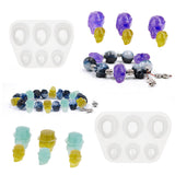 Skull Head Beads Bracelet Silicone Molds, Without Hole, Earrings, Pendant Necklace Jewelry Silicone Resin Casting Mold, for Jewelry Making DIY Craft, with Plastic Stirring Rod, White, Silicone Molds: 3pcs/set
