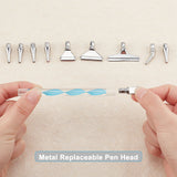Craspire 1 Set Alloy DIY Diamond Painting Pen Tool, with 4Pcs Alloy Rhinestones Pickers Pen Heads, Platinum, 2.2x3.6x0.6cm