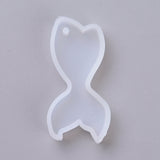Pendant Silicone Molds, Resin Casting Molds, For UV Resin, Epoxy Resin Jewelry Making, Fishtail, White, 56x29x8mm, Hole: 3mm