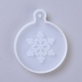 Pendant Silicone Molds, Resin Casting Molds, For UV Resin, Epoxy Resin Jewelry Making, Christmas Snowflake, White, 64x53x8mm, Hole: 2.5mm