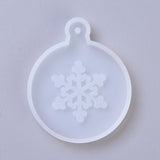 Pendant Silicone Molds, Resin Casting Molds, For UV Resin, Epoxy Resin Jewelry Making, Christmas Snowflake, White, 64x53x8mm, Hole: 2.5mm