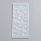 Silicone Molds, Resin Casting Molds, For UV Resin, Epoxy Resin Jewelry Making, Heart, White, 175x75x5mm, Inner Size: 6~21x6~28mm