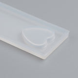 Silicone Bookmark Molds, Resin Casting Molds, For UV Resin, Epoxy Resin Jewelry Making, Heart, White, 90x26x5mm, heart: 16x16mm