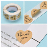 Craspire 1 Inch Thank You Stickers, Self-Adhesive Kraft Paper Gift Tag Stickers, Adhesive Labels, Heart Shape, Tan, Heart: 25x25mm, 500pcs/roll