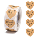 Craspire 1 Inch Thank You Stickers, Self-Adhesive Kraft Paper Gift Tag Stickers, Adhesive Labels, Heart Shape, Tan, Heart: 25x25mm, 500pcs/roll