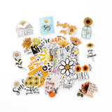 Craspire 50Pcs Cartoon Daisy Paper Sticker Label Set, Adhesive Label Stickers, for Suitcase & Skateboard & Refigerator Decor, Orange, 37~75x33~75x0.3mm, 5bags/set
