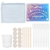 DIY Silicone Molds Kits, with Rectangle Ouija Board Planchette Silicone Molds, Silicone Measuring Cup, Plastic Transfer Pipettes, Disposable Latex Finger Cots, Birch Wooden Sticks, White, 27pcs/set