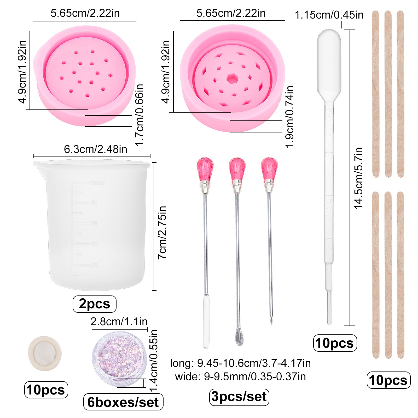 Silicone Stir Sticks Kit 2 Pcs Silicone Resin Popsicle Sticks 2 Pcs  Silicone