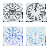 CRASPIRE Plastic Drawing Stencil, Drawing Scale Template, For DIY Scrapbooking, Clock Pattern, Clear, 305x305x0.5mm, 4styles, 1pc/style, 4pcs/set