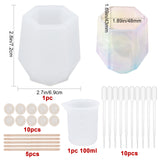 DIY Pen Vase Molds Kits, Including Silicone Molds, Measuring Cup Plastic Tools, Plastic Transfer Pipettes, Birch Wooden Craft Ice Cream Sticks and Latex Finger Cots, White, 61x69x72mm, Inner Diameter: 38x43mm, 1pc