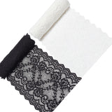 1 Bag 5 Yards 2 Rolls 6.3 Inch Wide Stretch Elastic Lace Ribbon White Black Floral Rose Pattern Trim Fabric for DIY Sewing Craft Costume Hat Hair Band Tablecloth Wedding Decoration Supplies