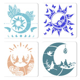 CRASPIRE 4Pcs 4 Style Plastic Drawing Painting Stencils Templates, Square, Sun Pattern, 30x30cm, 1pc/style
