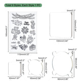 Craspire 9 Style PVC Plastic Stamps, for DIY Scrapbooking, Photo Album Decorative, Cards Making, Stamp Sheets, with Acrylic Stamping Blocks Tools, Mixed Patterns, 16x11x0.3cm, 1sheet/style, 9sheets/set