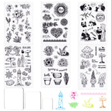 Craspire PVC Plastic Stamps, for DIY Scrapbooking, Photo Album Decorative, Cards Making, Stamp Sheets, with Acrylic Stamping Blocks Tools, Mixed Patterns, 16x11x0.3cm, 6styles, 1sheet/style, 6sheets/set