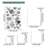 Craspire PVC Plastic Stamps, for DIY Scrapbooking, Photo Album Decorative, Cards Making, Stamp Sheets, with Acrylic Stamping Blocks Tools & Chassis, Mixed Patterns, 16x11x0.3cm, 6styles, 1sheet/style, 6sheets/set