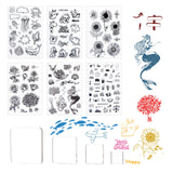 Craspire PVC Plastic Stamps, for DIY Scrapbooking, Photo Album Decorative, Cards Making, Stamp Sheets, with Acrylic Stamping Blocks Tools & Chassis, Mixed Patterns, 16x11x0.3cm, 6styles, 1sheet/style, 6sheets/set