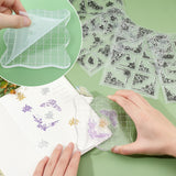 Craspire 4 Sheets 4 Style PVC Plastic Stamps, with 2 Pcs 2 Size Acrylic Stamping Blocks Tools, Flower Pattern, 16x11x0.3cm, 1sheet/style