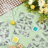 Craspire 4 Sheets 4 Style PVC Plastic Stamps, with 2 Pcs 2 Size Acrylic Stamping Blocks Tools, Flower Pattern, 16x11x0.3cm, 1sheet/style