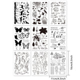 Craspire 9 Sheets 9 Style PVC Plastic Stamps, for DIY Scrapbooking, Photo Album Decorative, Cards Making, Stamp Sheets, Floral & Animal & Human & Word & Train Pattern, Mixed Patterns, 16x11x0.3cm, 1 sheet/style
