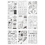 Craspire 9 Sheets 9 Style PVC Plastic Stamps, for DIY Scrapbooking, Photo Album Decorative, Cards Making, Stamp Sheets, Letter & Elephant Pattern, Mixed Patterns, 16x11x0.3cm, 1 sheet/style