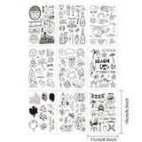 Craspire 9 Sheets 9 Style PVC Plastic Stamps, for DIY Scrapbooking, Photo Album Decorative, Cards Making, Stamp Sheets, Mixed Patterns, 16x11x0.3cm, 1 sheet/style