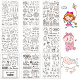 Craspire 9 Sheets 9 Style PVC Plastic Stamps, for DIY Scrapbooking, Photo Album Decorative, Cards Making, Stamp Sheets, Mixed Patterns, 16x11x0.3cm, 1sheet/style
