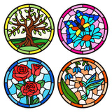 1Set Metal Stained Glass with Round Frame Cut Dies Tree and Flower Embossing Template Mould Rose Daisy and Butterfly Die Cuts