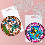 1Set Metal Stained Glass with Round Frame Cut Dies Tree and Flower Embossing Template Mould Rose Daisy and Butterfly Die Cuts
